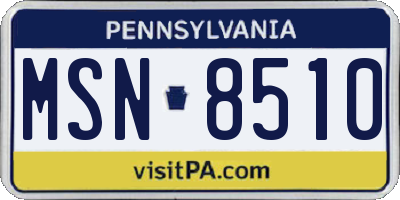 PA license plate MSN8510