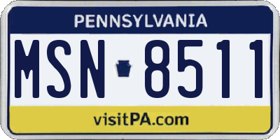 PA license plate MSN8511