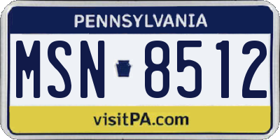 PA license plate MSN8512