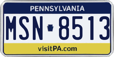 PA license plate MSN8513