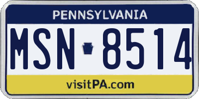 PA license plate MSN8514