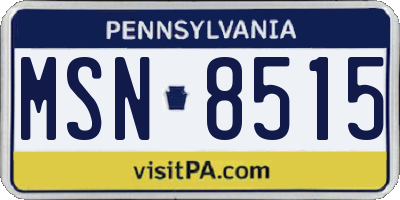 PA license plate MSN8515
