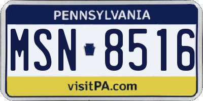 PA license plate MSN8516