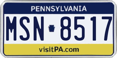 PA license plate MSN8517