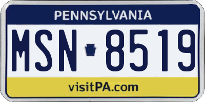 PA license plate MSN8519