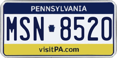 PA license plate MSN8520