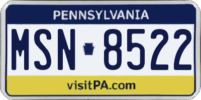 PA license plate MSN8522