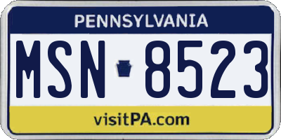 PA license plate MSN8523