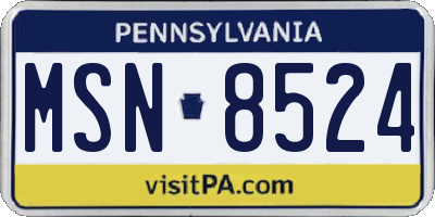 PA license plate MSN8524