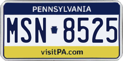 PA license plate MSN8525