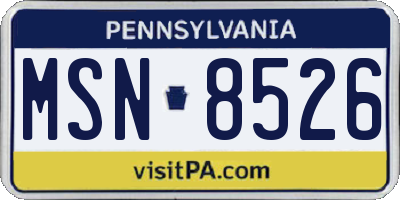 PA license plate MSN8526