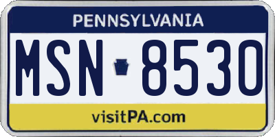 PA license plate MSN8530