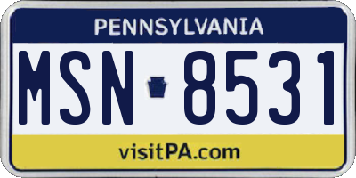 PA license plate MSN8531
