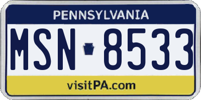 PA license plate MSN8533