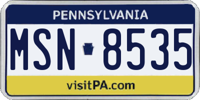 PA license plate MSN8535
