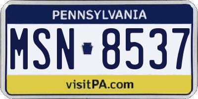 PA license plate MSN8537