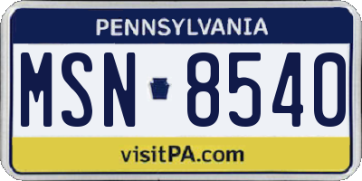 PA license plate MSN8540