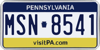 PA license plate MSN8541