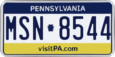 PA license plate MSN8544