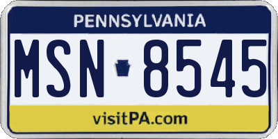 PA license plate MSN8545