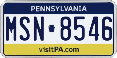 PA license plate MSN8546