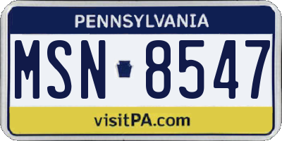 PA license plate MSN8547
