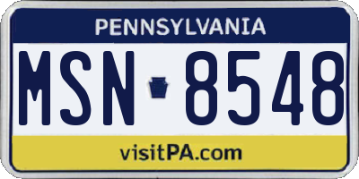 PA license plate MSN8548