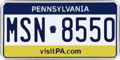 PA license plate MSN8550