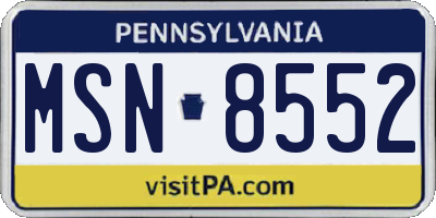 PA license plate MSN8552