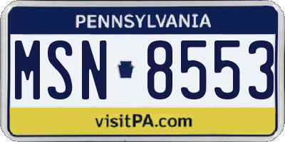PA license plate MSN8553