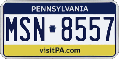 PA license plate MSN8557