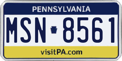 PA license plate MSN8561