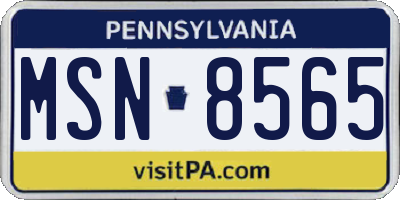 PA license plate MSN8565