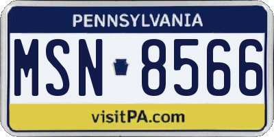 PA license plate MSN8566