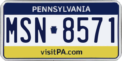 PA license plate MSN8571