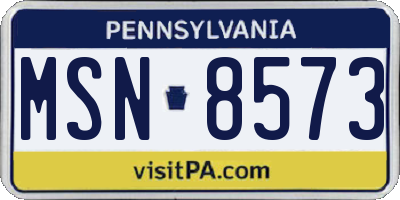 PA license plate MSN8573