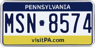 PA license plate MSN8574