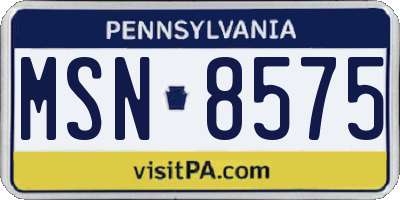 PA license plate MSN8575