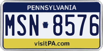 PA license plate MSN8576