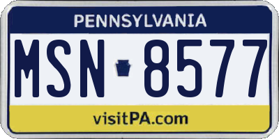 PA license plate MSN8577