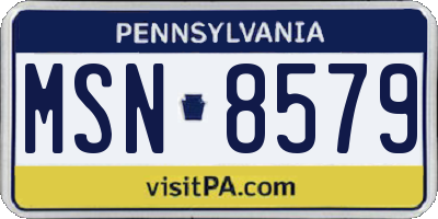 PA license plate MSN8579
