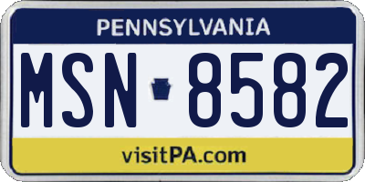 PA license plate MSN8582