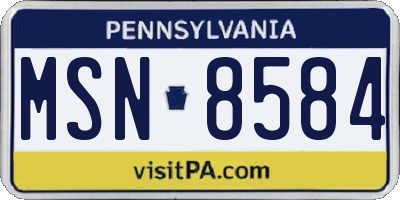 PA license plate MSN8584