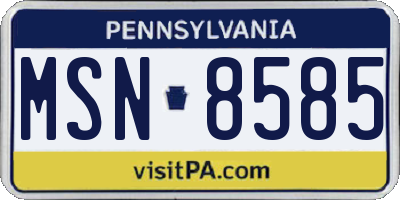 PA license plate MSN8585