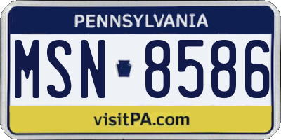 PA license plate MSN8586