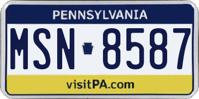PA license plate MSN8587