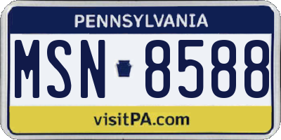 PA license plate MSN8588