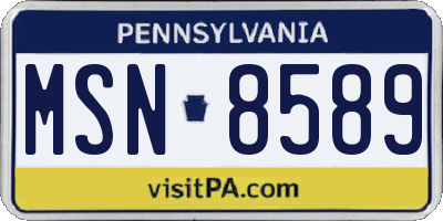 PA license plate MSN8589