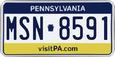 PA license plate MSN8591