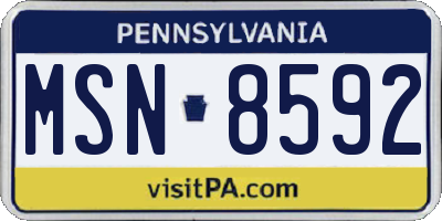 PA license plate MSN8592